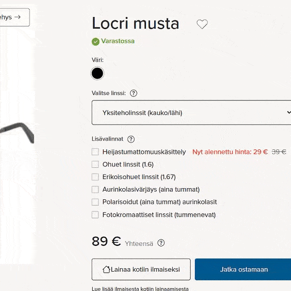 Illustrating Favoptic's price calculator